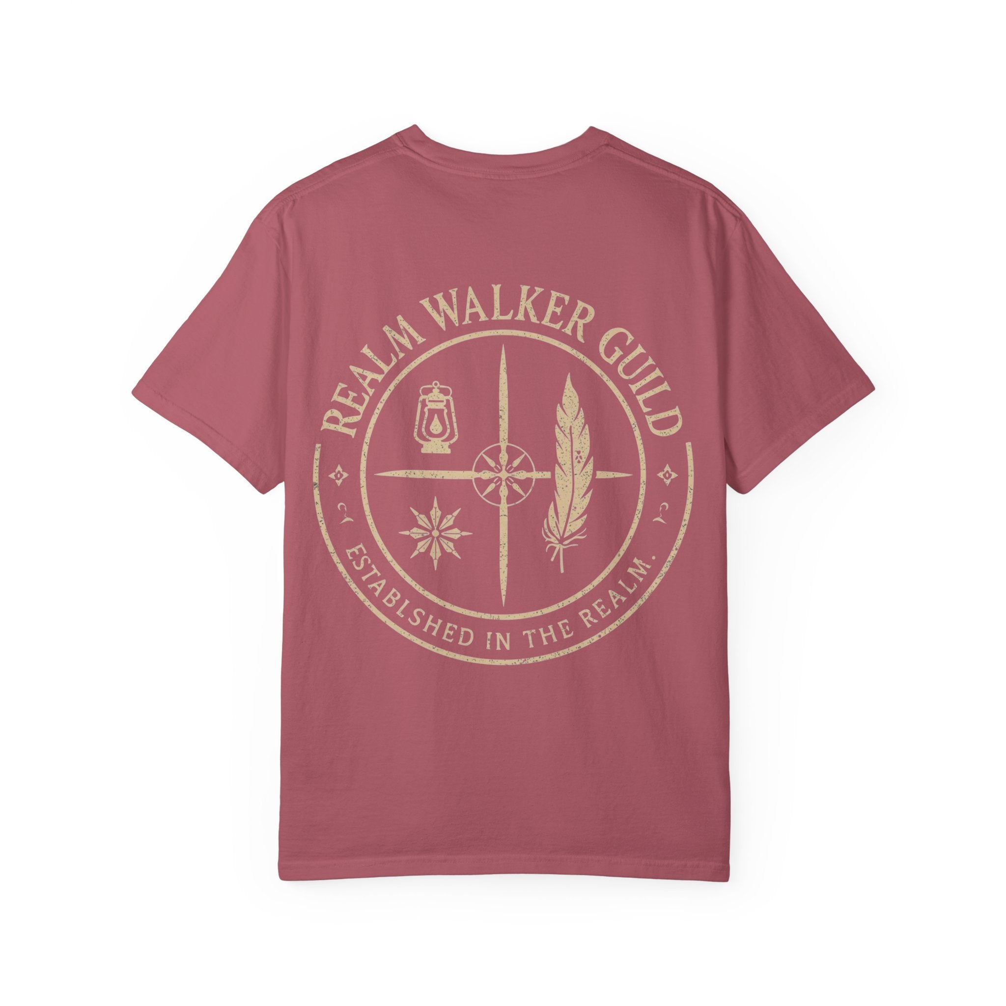 Realm Walker Guild T-shirt | Compass Lantern Feather Emblem
