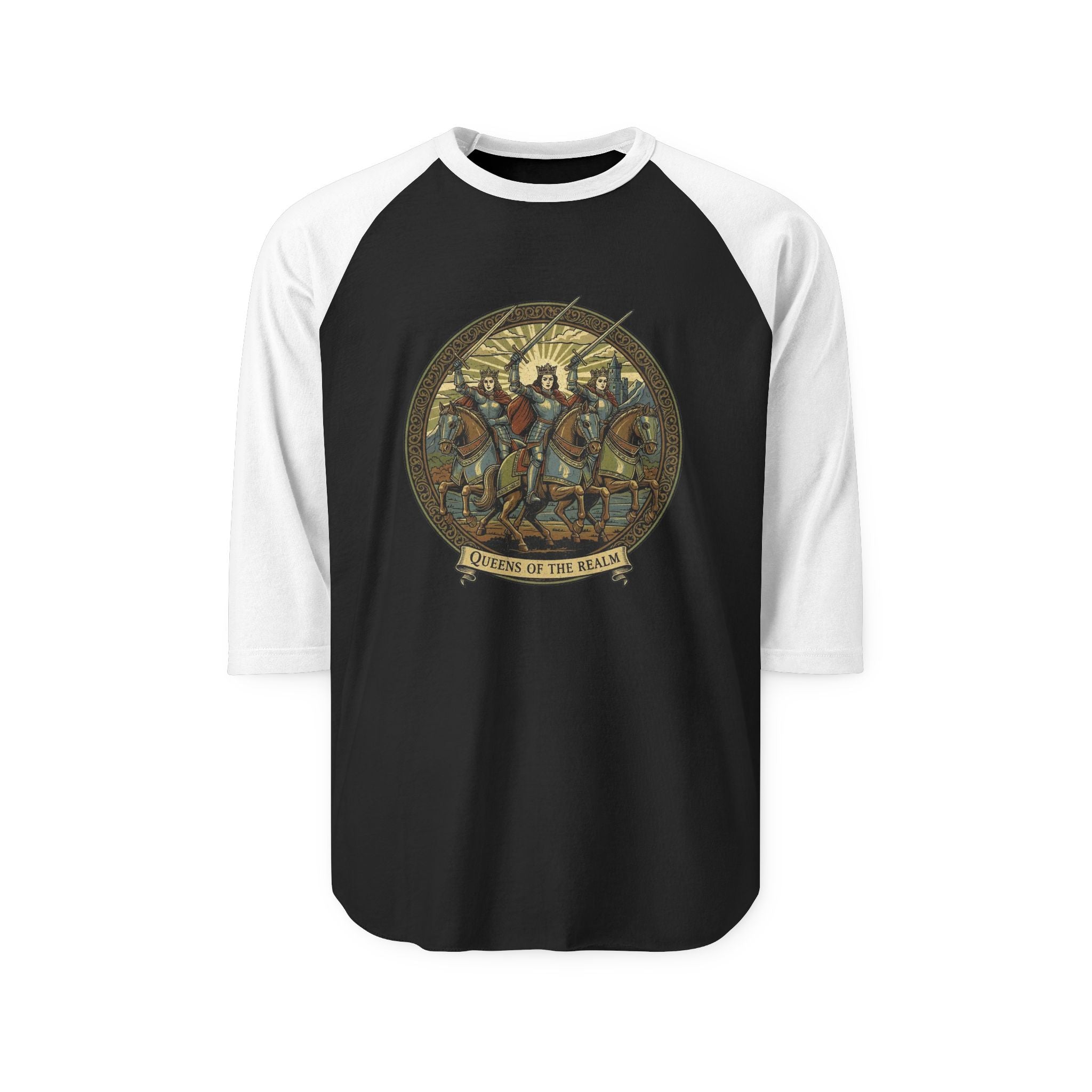 Queens’ of the Realm Raglan Tee – Folk Renaissance 3/4 Sleeve Shirt