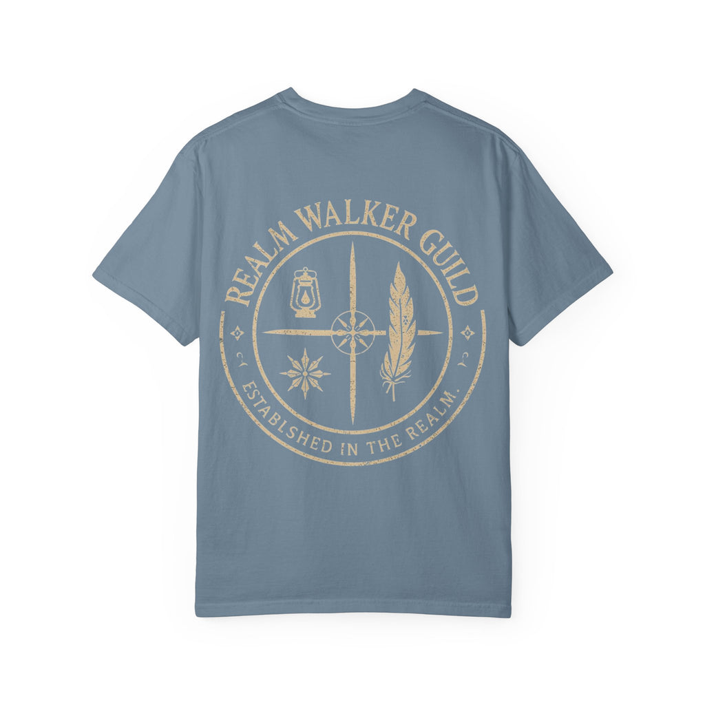 Realm Walker Guild T-shirt | Compass Lantern Feather Emblem