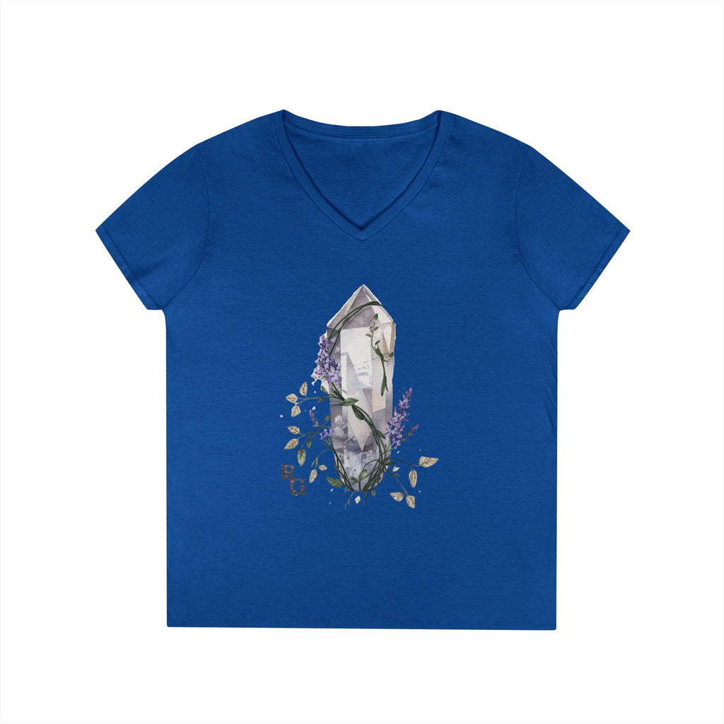 Lavender Crystal V-Neck Tee – Soft Botanical Fantasy Shirt