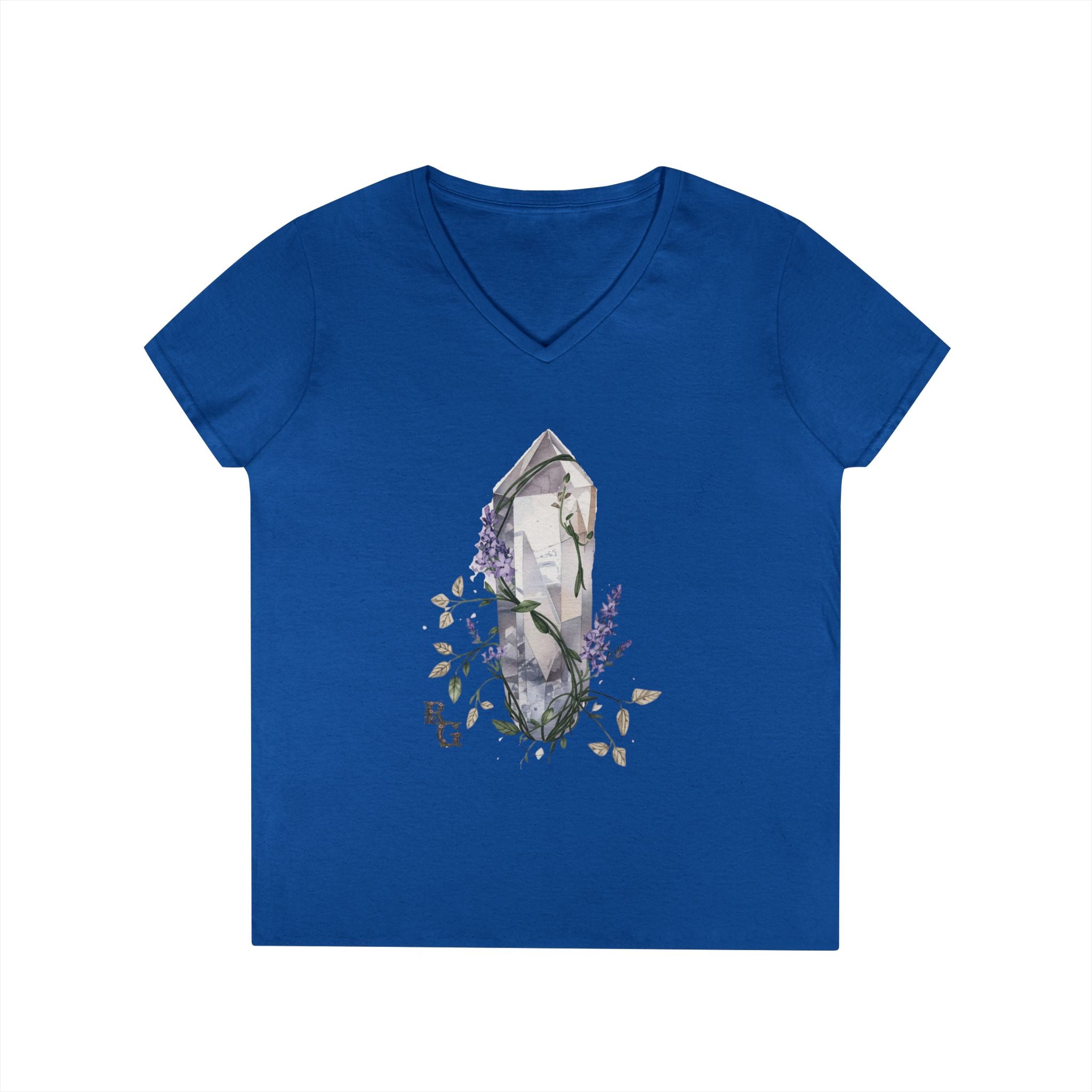 Lavender Crystal V-Neck Tee – Soft Botanical Fantasy Shirt