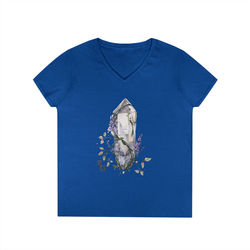 Lavender Crystal V-Neck Tee – Soft Botanical Fantasy Shirt