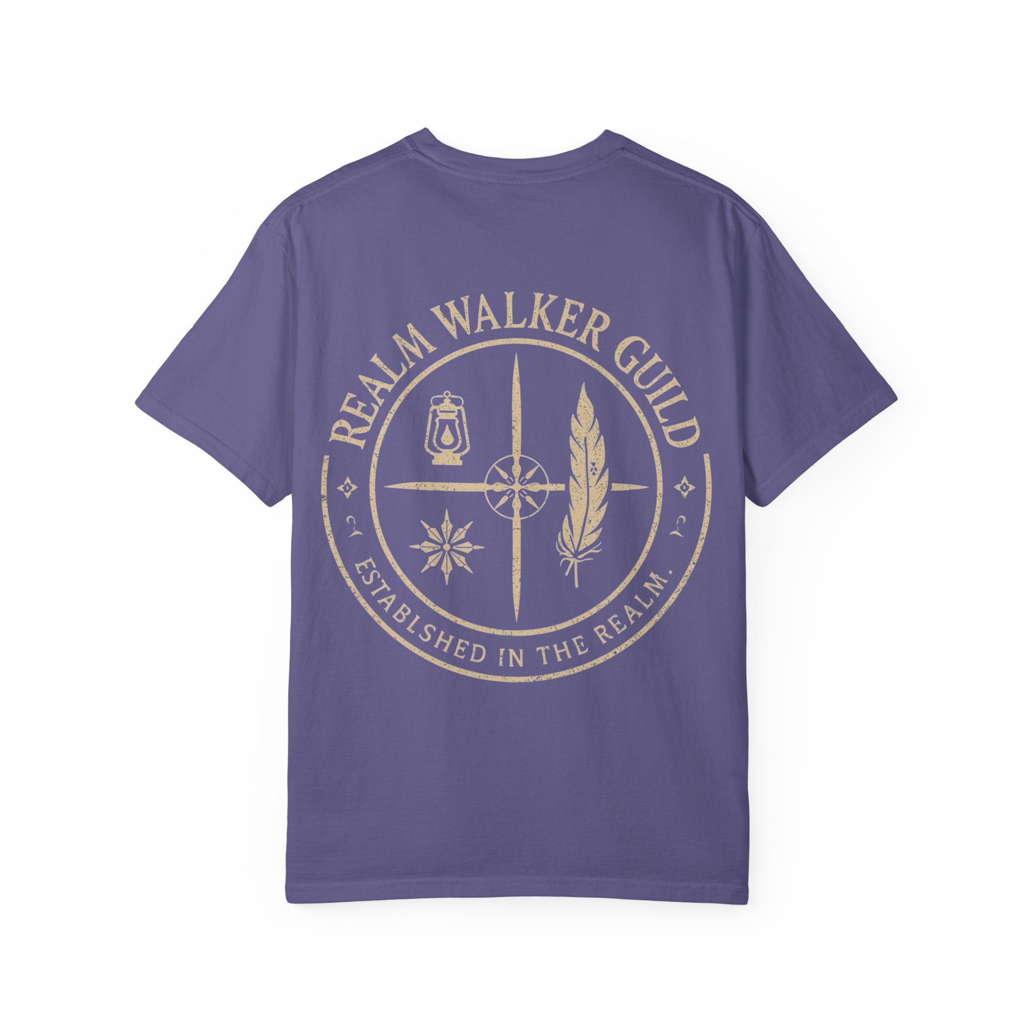Realm Walker Guild T-shirt | Compass Lantern Feather Emblem