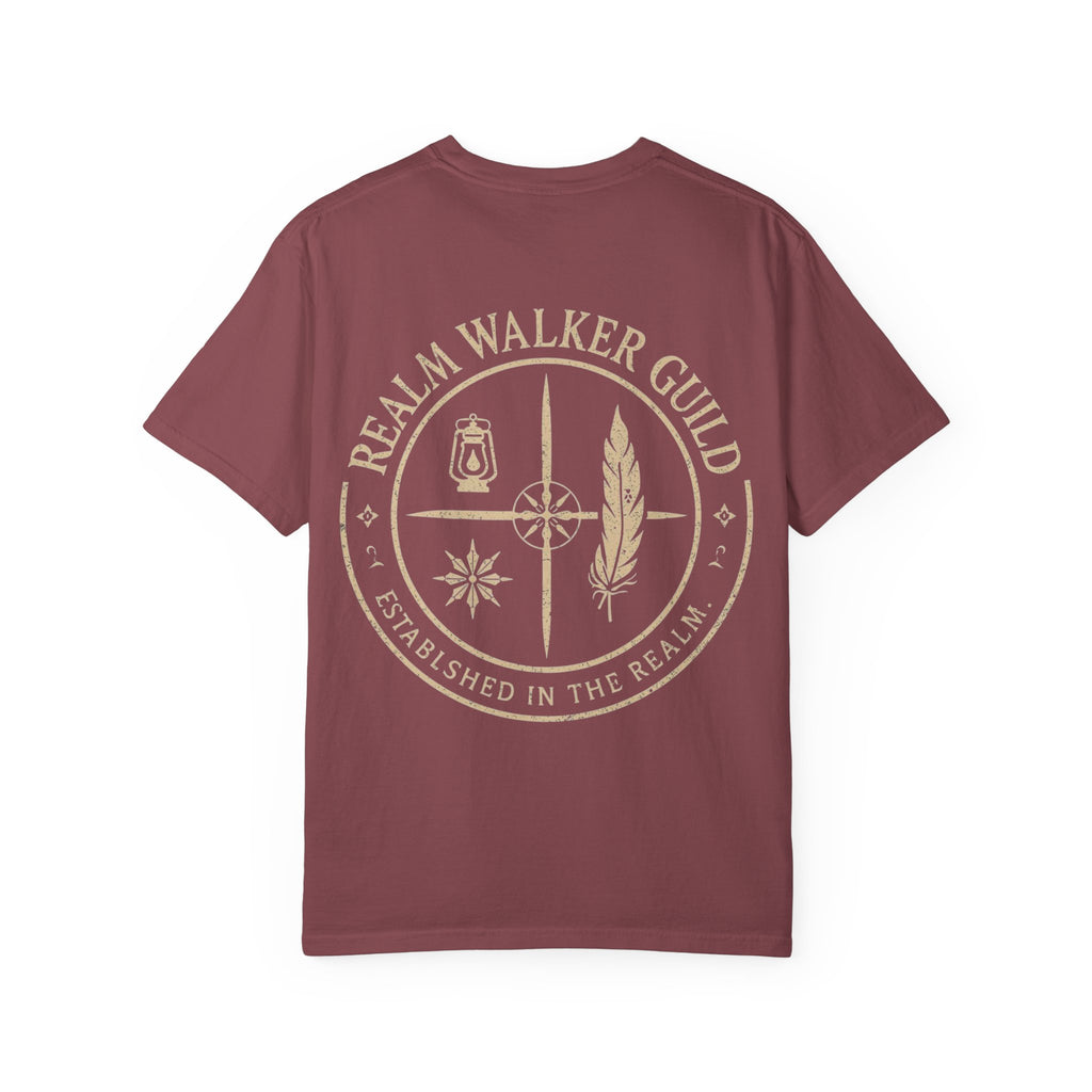 Realm Walker Guild T-shirt | Compass Lantern Feather Emblem