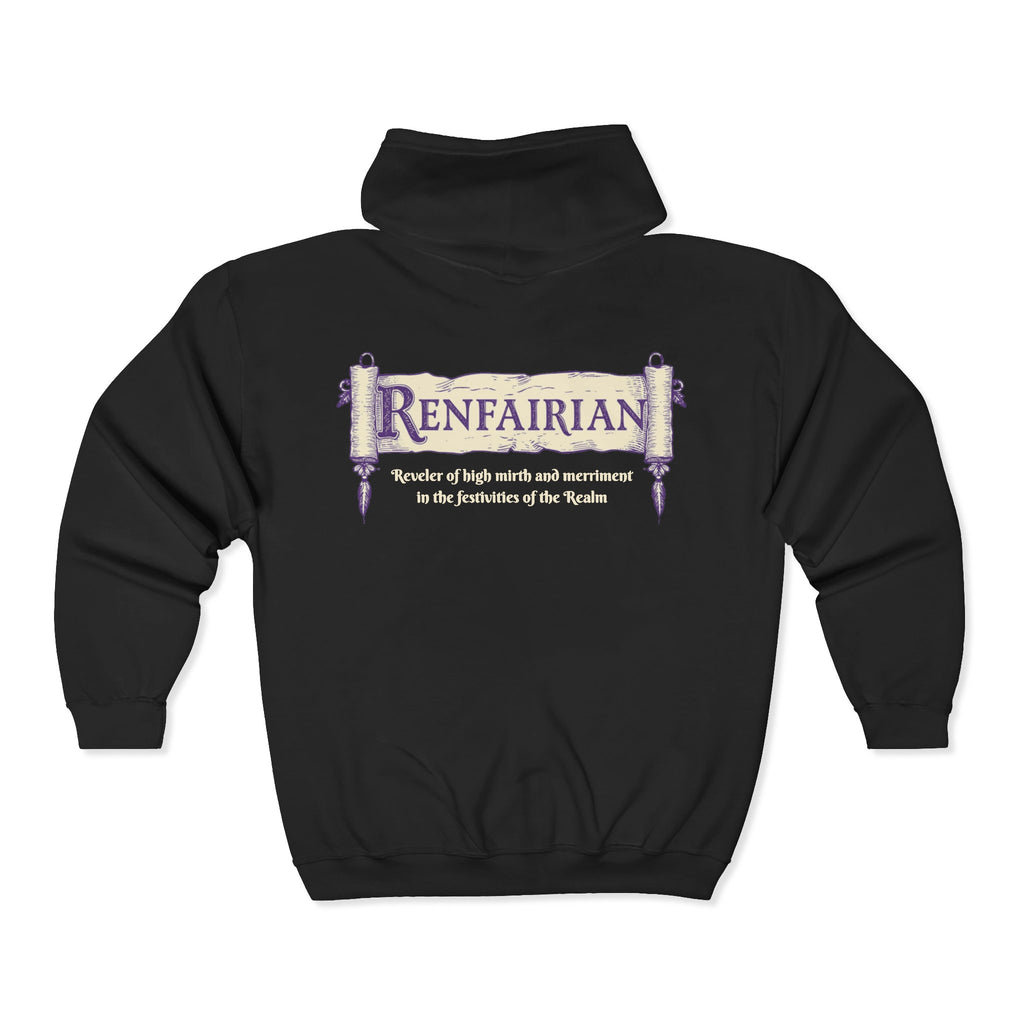 Renfairian Scroll Hoodie – Medieval Definition Graphic Zip-Up